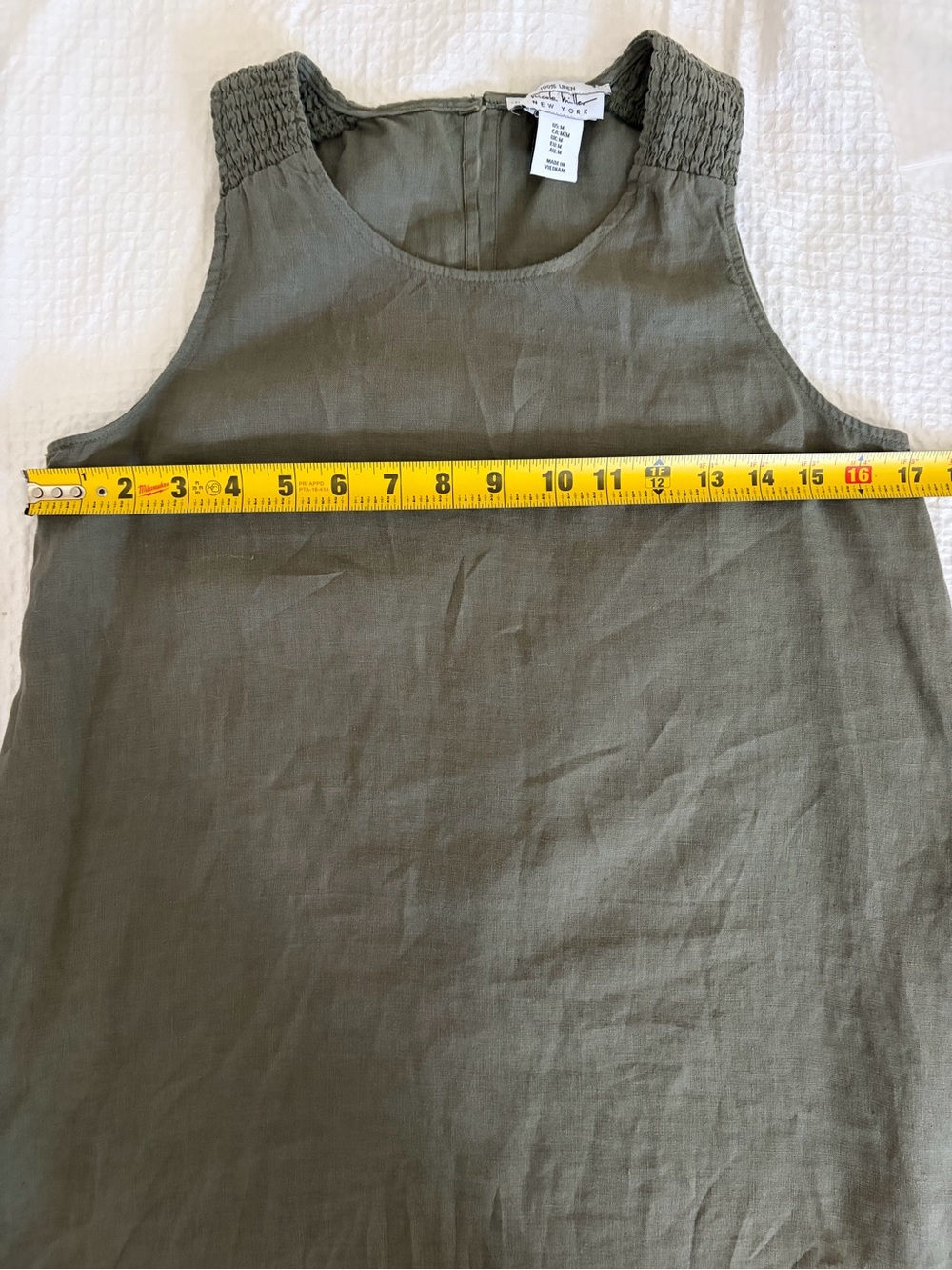 Nicole Miller Linen Dress w/ Pockets – Olive Green | Effortless & Breathable - M - Picture 8 of 9